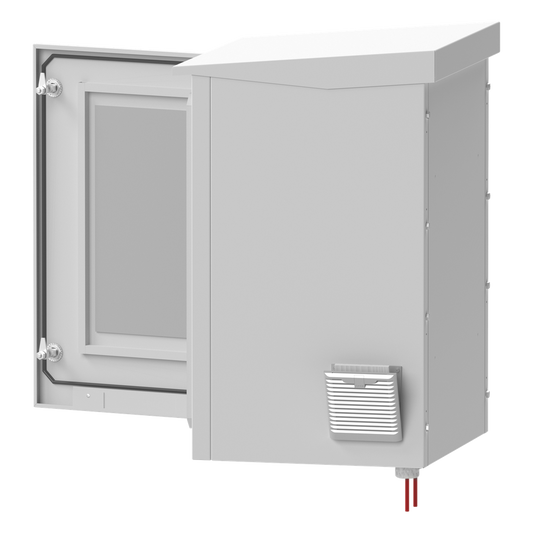 Gabinete de Exterior con Rack de 19" de 24U con Ventiladores y Termostato, Se envía el Gabinete Armado (Montaje a poste o torre se vende por separado).