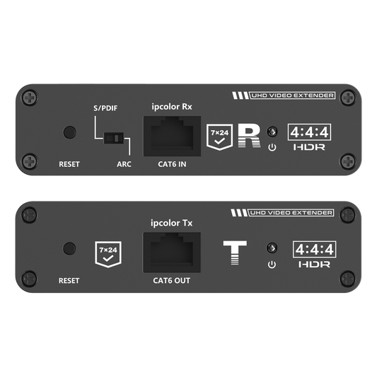 Kit Extensor HDMI hasta 700 metros con Conexión en Cascada / 4K @ 60 Hz/ 70 metros PTP con Cat 6, 6a y 7 / IPCOLOR / CERO LATENCIA / SIN COMPRIMIR / Salida Loop / IR bidireccional / Puerto S/PDIF / Soporta ARC / Soporta 10 TT-676-Rx.