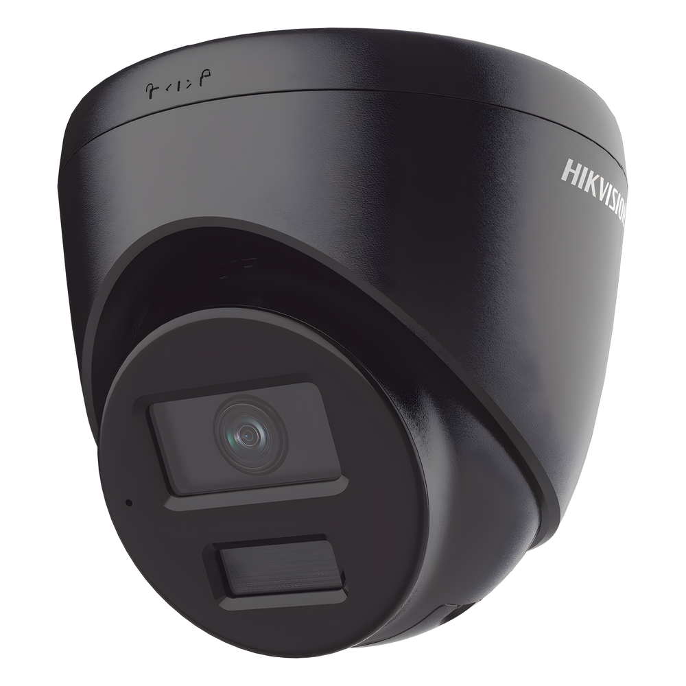 [Dual Light] Turret IP 4 Megapixel / Color Negro /  Lente 2.8 mm / 30 mts IR + 30 mts Luz Blanca / Micrófono Integrado / ACUSENSE Lite / Exterior IP67 / H.265 / PoE / ONVIF / Micro SD