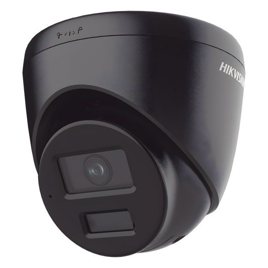 [Dual Light] Turret IP 4 Megapixel / Color Negro /  Lente 2.8 mm / 30 mts IR + 30 mts Luz Blanca / Micrófono Integrado / ACUSENSE Lite / Exterior IP67 / H.265 / PoE / ONVIF / Micro SD