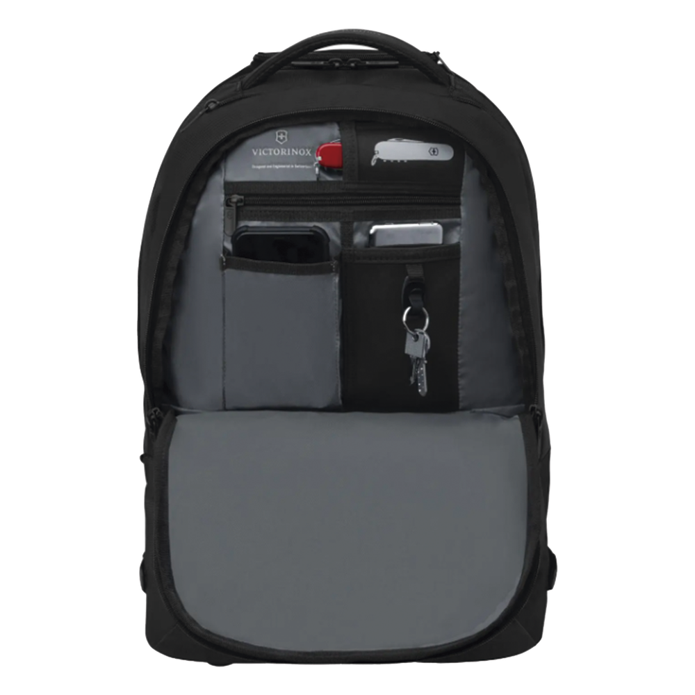 Mochila VX Sport EVO con Ruedas, Mango Telescópico y Correas al Hombro. Fabricada en Poliéster Negro repelente al Agua. Backpack on Wheels.