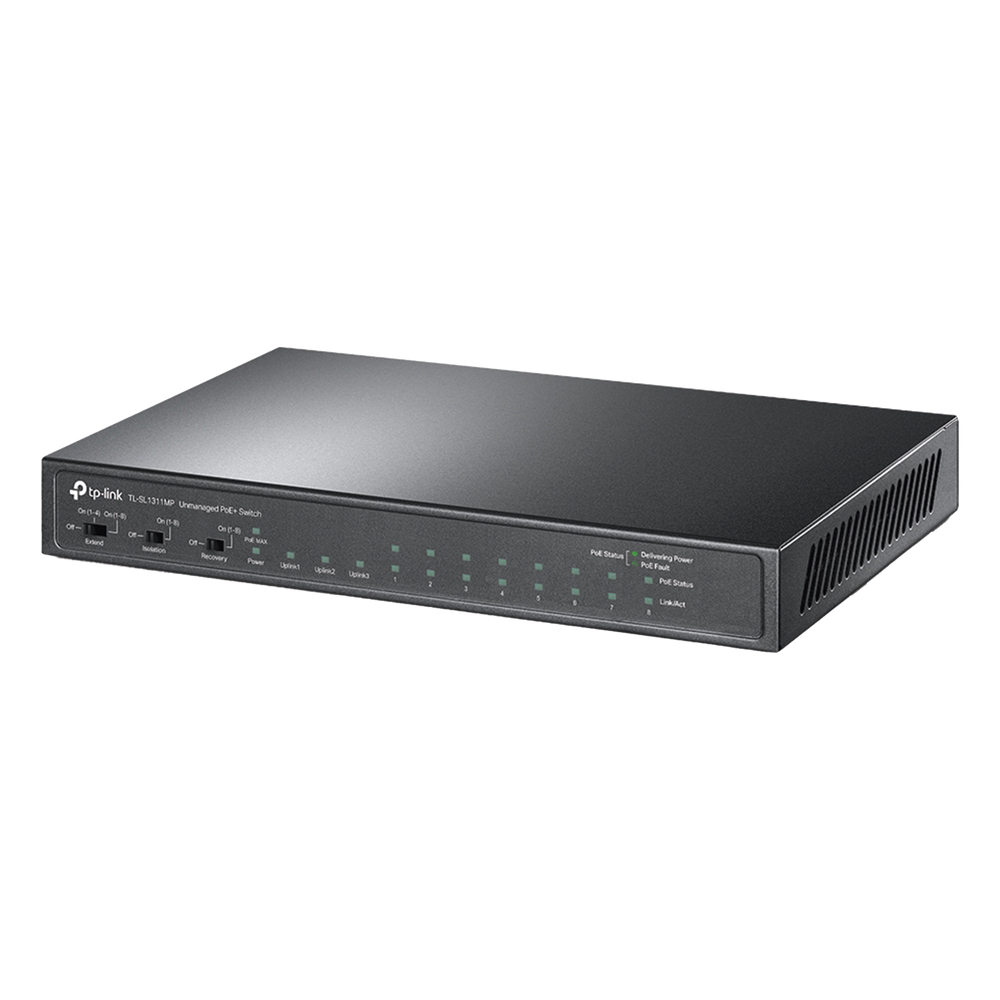 Switch PoE+ No Administrable De Escritorio 11 Puertos / 8 puertos 10/100 Mbps PoE af/at Inteligiente / Presupuesto 124 W / Hasta 250 metros