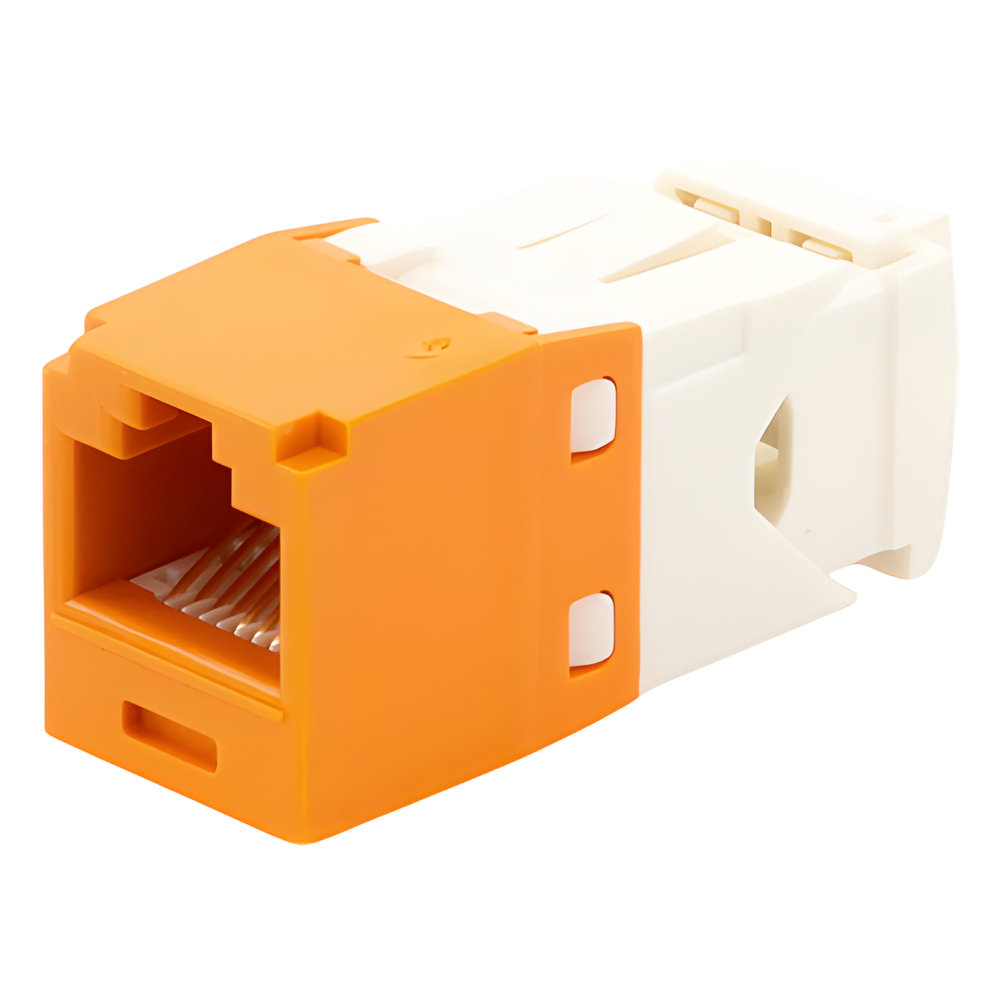 Conector Jack RJ45 Estilo TG, Mini-Com, Categoría 6, de 8 Posiciones y 8 Cables, Color Naranja