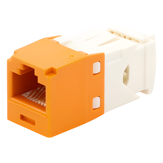 Conector Jack RJ45 Estilo TG, Mini-Com, Categoría 6, de 8 Posiciones y 8 Cables, Color Naranja