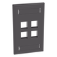 Placa de Pared Vertical, Salida Para 4 Puertos Keystone, Con Espacios Para Etiquetas, Color Negro