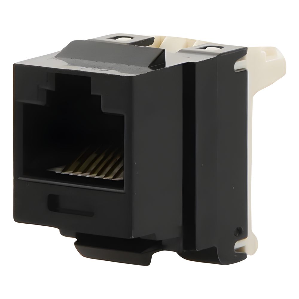 Conector Jack Estilo 110 (de Impacto), Tipo Keystone, Categoría 6, de 8 Posiciones y 8 Cables, Color Negro