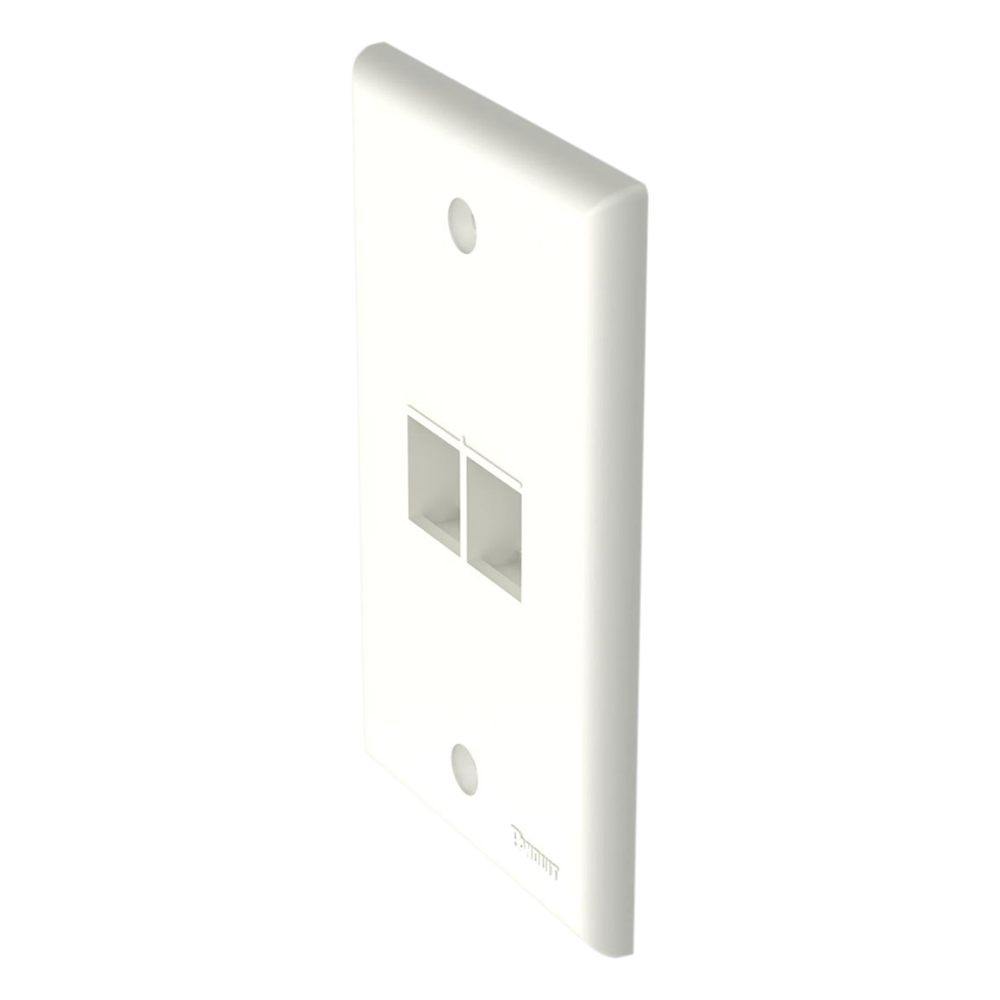 Placa de Pared Vertical, Salida Para 2 Puertos Keystone, Color Blanco Mate