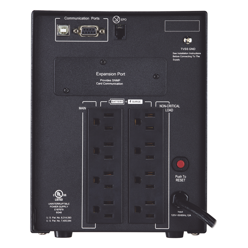 UPS de 1500 VA/1500 W, Topología Línea Interactiva, Entrada 120 Vca NEMA 5-15P, Onda Senoidal Pura, Mini Torre, Con 8 Tomas NEMA 5-15R