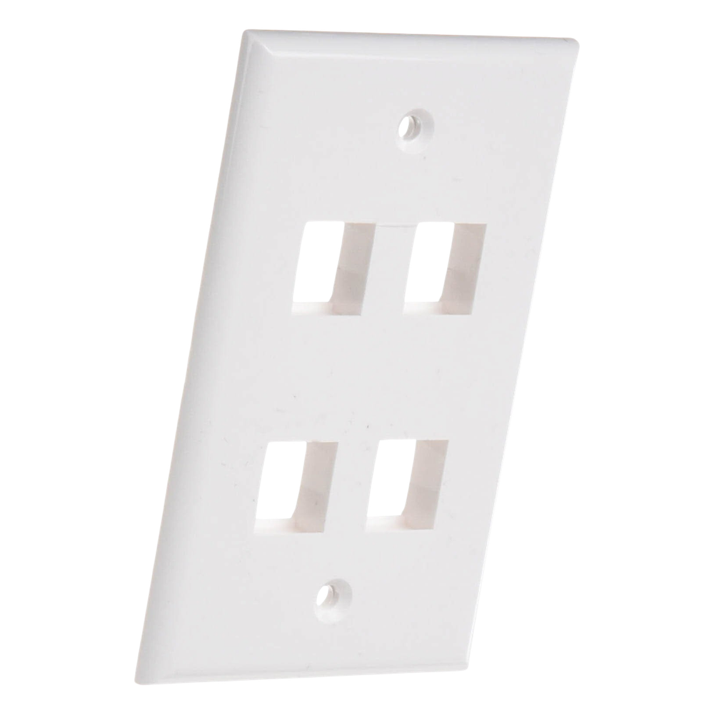 Placa de Pared de 4 Puertos, Keystone, Color Blanco