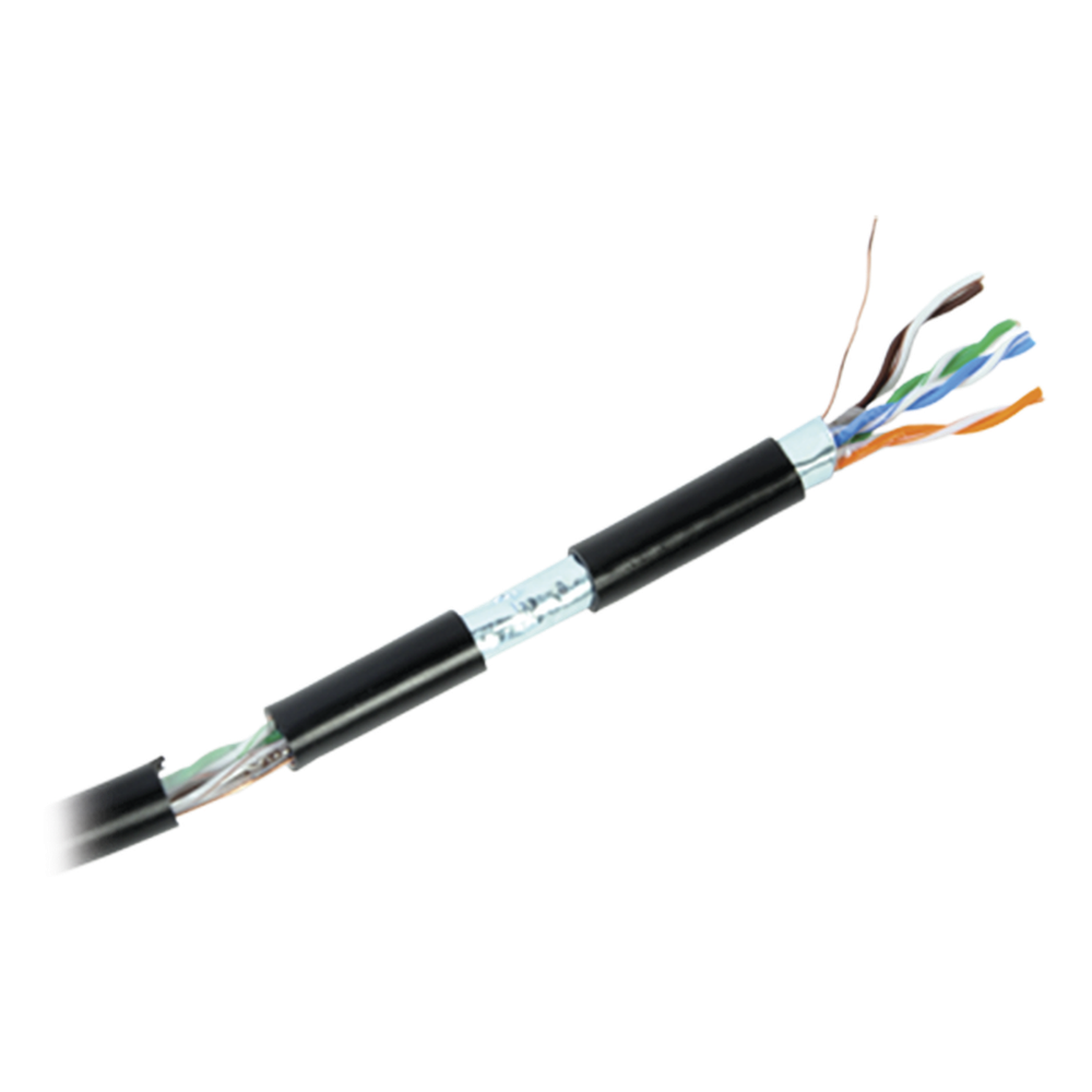 Bobina de Cable de 305 Metros (1000 Pies) Cat6+ Calibre 23 Exterior Blindado Tipo FTP para Climas Extremos, UL, Color Negro (Carrete Easy Pull)