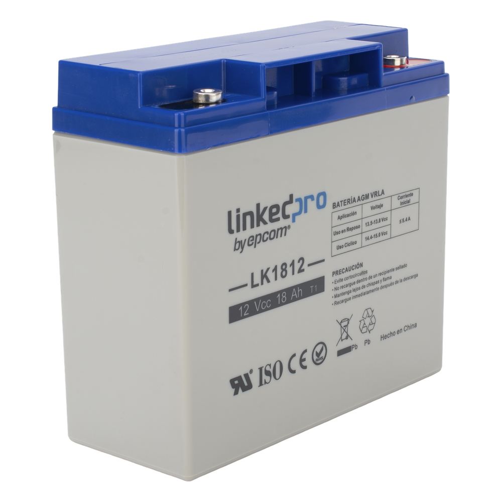 Batería de respaldo 12 V  |  18 Ah  |  AGM | Especial para Seguridad Electrónica | UPS | Sistemas de Emergencia | Vida útil 5 años | Terminales T1