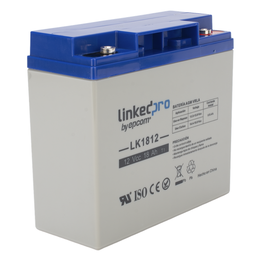 Batería de respaldo 12 V  |  18 Ah  |  AGM | Especial para Seguridad Electrónica | UPS | Sistemas de Emergencia | Vida útil 5 años | Terminales T1