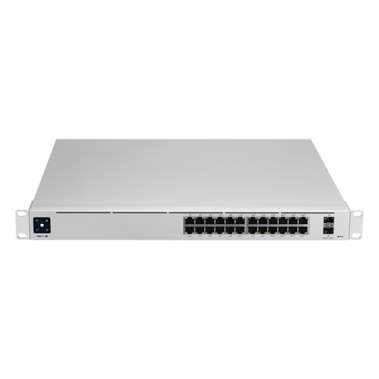 UniFi Switch USW-Pro-24-POE Gen2, con funciones capa 3, de 24 puertos PoE 802.3at/bt + 2 puertos 1/10G SFP+, 400W, pantalla informativa