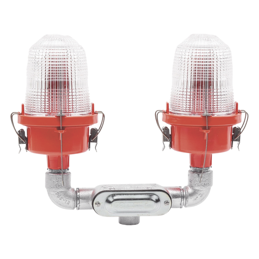 Lámpara de Obstrucción Roja Certificada/ Luz Fija Tipo L-810 Doble LED/ 120 - 240 Vca/ Luz Infraroja