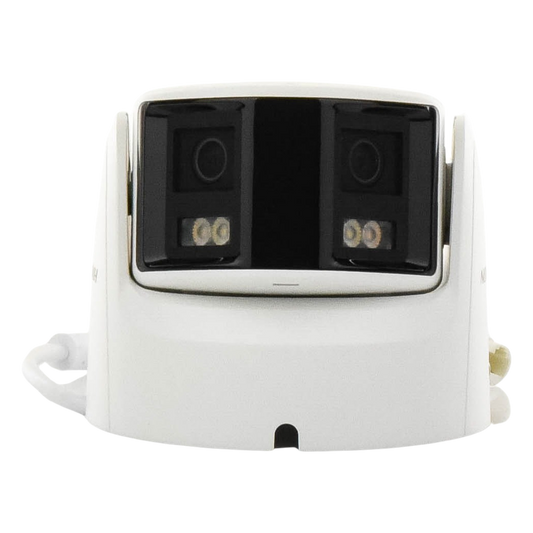 [FlexVu] [PROTECCIÓN ACTIVA] Turret IP Panorámica 4 Megapíxel / 2 Lentes 2.8 mm (180°) / Imagen a Color 24/7 (ColorVu) / PoE / WDR 130° / IP67 / ACUSENSE / Luz Estroboscópica y Alarma Audible / 30 mts Luz Blanca / Mic