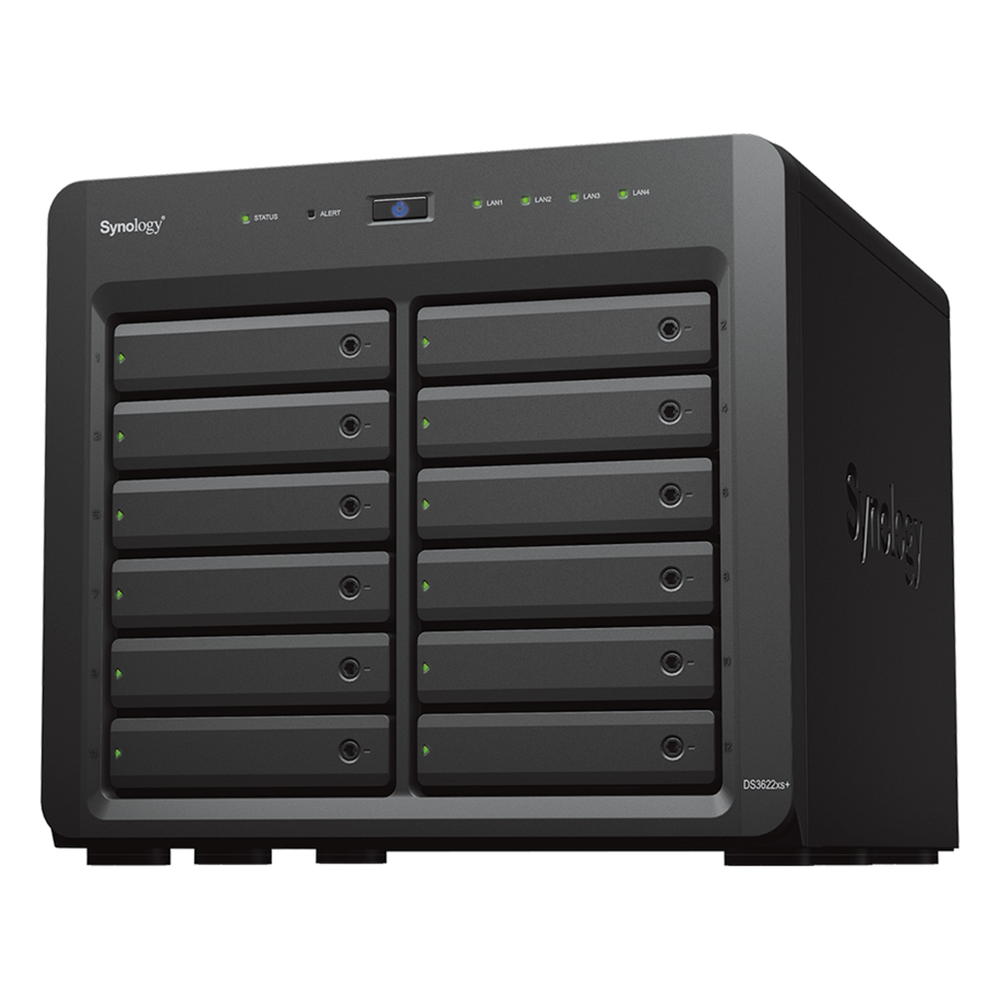 Servidor NAS Synology DiskStation DS3622xs+ | 12 Bahías | Intel Xeon 6 Núcleos | 16 GB DDR4 ECC | 10GbE RJ-45 | Expansión Hasta 36 Bahías | RAID F1, 0, 1, 5, 6, 10 | Caché NVMe SSD .