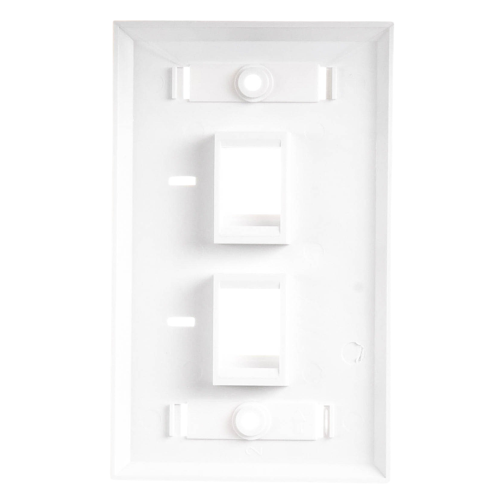 Placa de Pared de 2 Puertos, Keystone, con Espacio para Etiqueta, Color Blanco