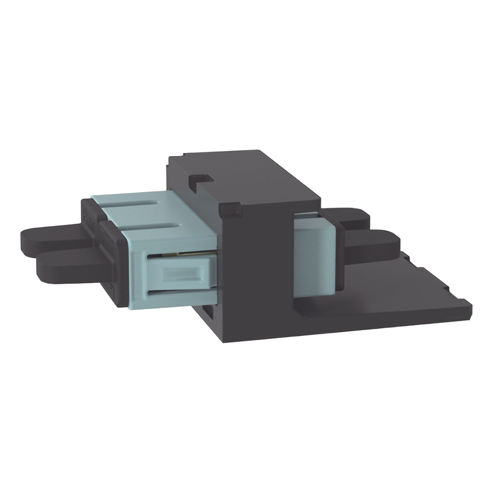 Módulo Acoplador SC Duplex, para Fibra Óptica Multimodo OM3/OM4, Tipo Mini-Com, Color Aqua