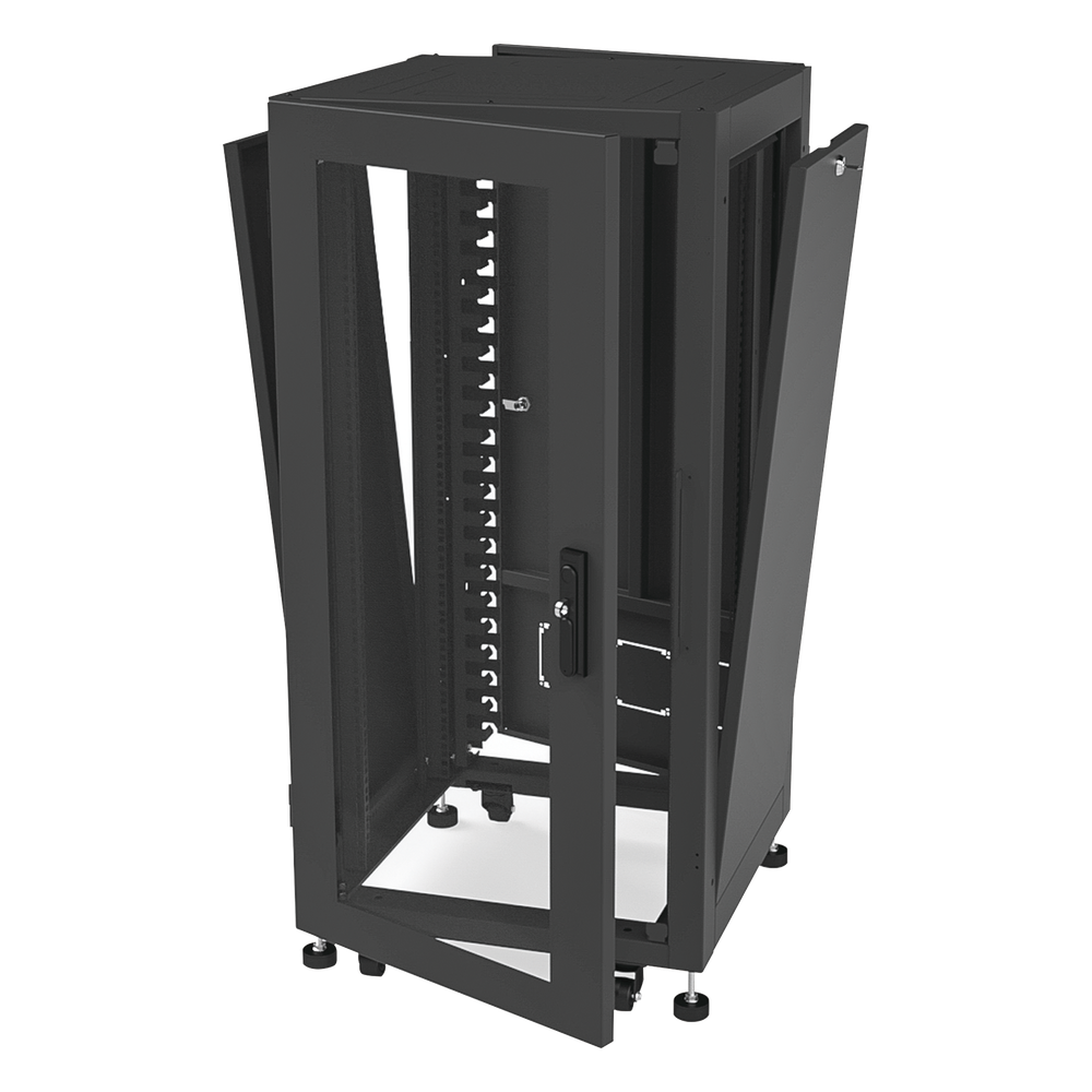 Gabinete Profesional para Telecomunicaciones de 19in, Instalación a Piso, 24UR, 600 mm Profundidad, Se envía el Gabinete Armado.