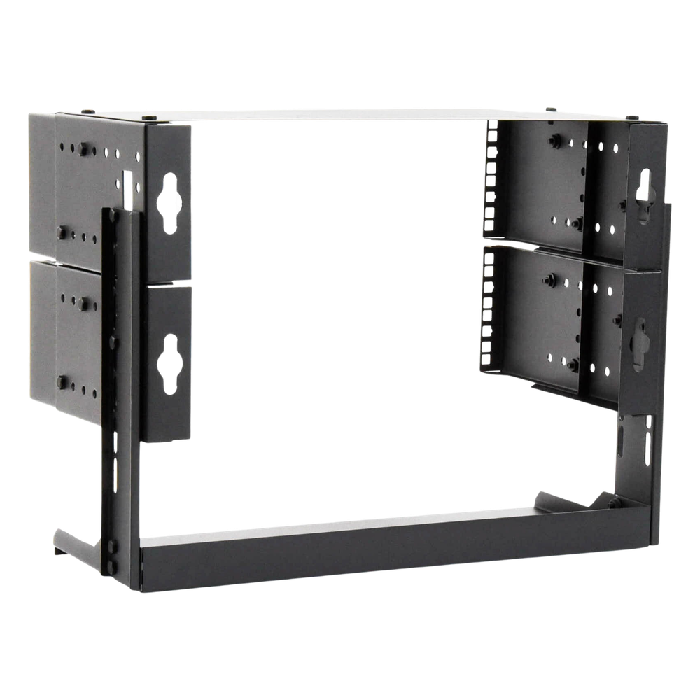 Rack Abierto de montaje en Pared, de 19in, 5 Unidades de rack, Profundidad Ajustable (8" a 12") con Charola de Uso Múltiple.