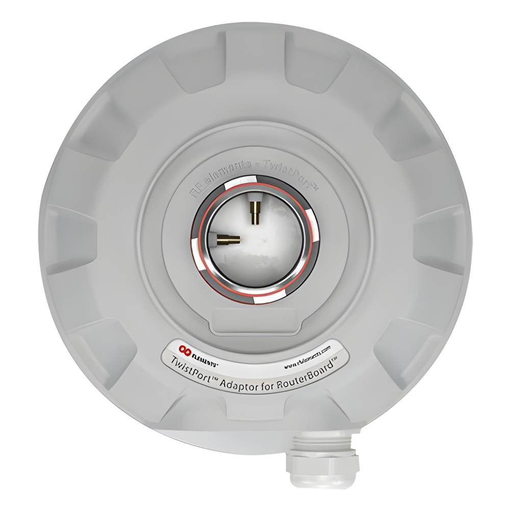 Adaptador TwistPort de metal para tablillas MikroTik modelos RBM11G, RB91x, RB71x y RB411L rango de operación 5180-6400 MHz