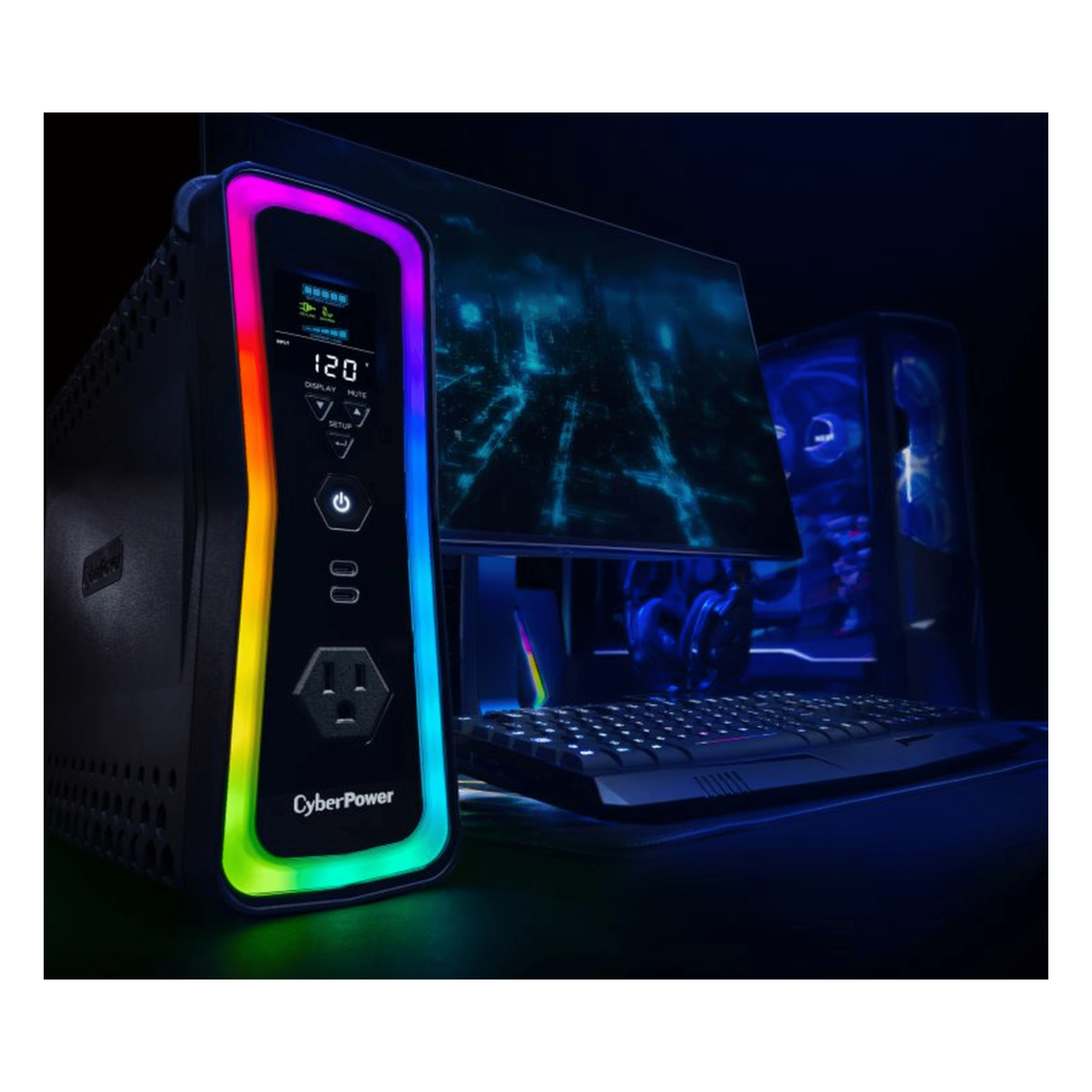 UPS Gamer de 1500 VA/1000 W, Topología Línea Interactiva, Entrada 120 Vca  NEMA 5-15P, y 13 Salidas NEMA 5-15R, Puerto USB, Con Regulador de Voltaje (AVR)