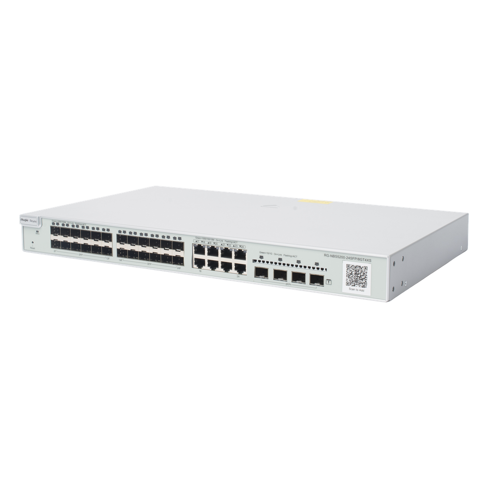 Switch administrable Capa 3, 24 puertos SFP 1G, 8 puertos Ethernet 1G Combo y 4 SFP+ 10G, gestión remota en la nube