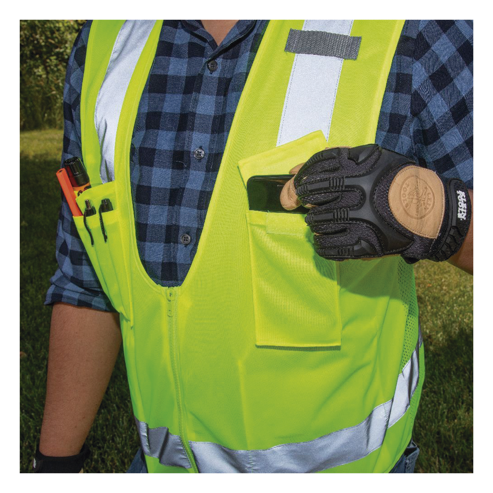 Chaleco de seguridad reflectante de alta visibilidad, mediano/grande. Con múltiples bolsillos de diferente capacidad