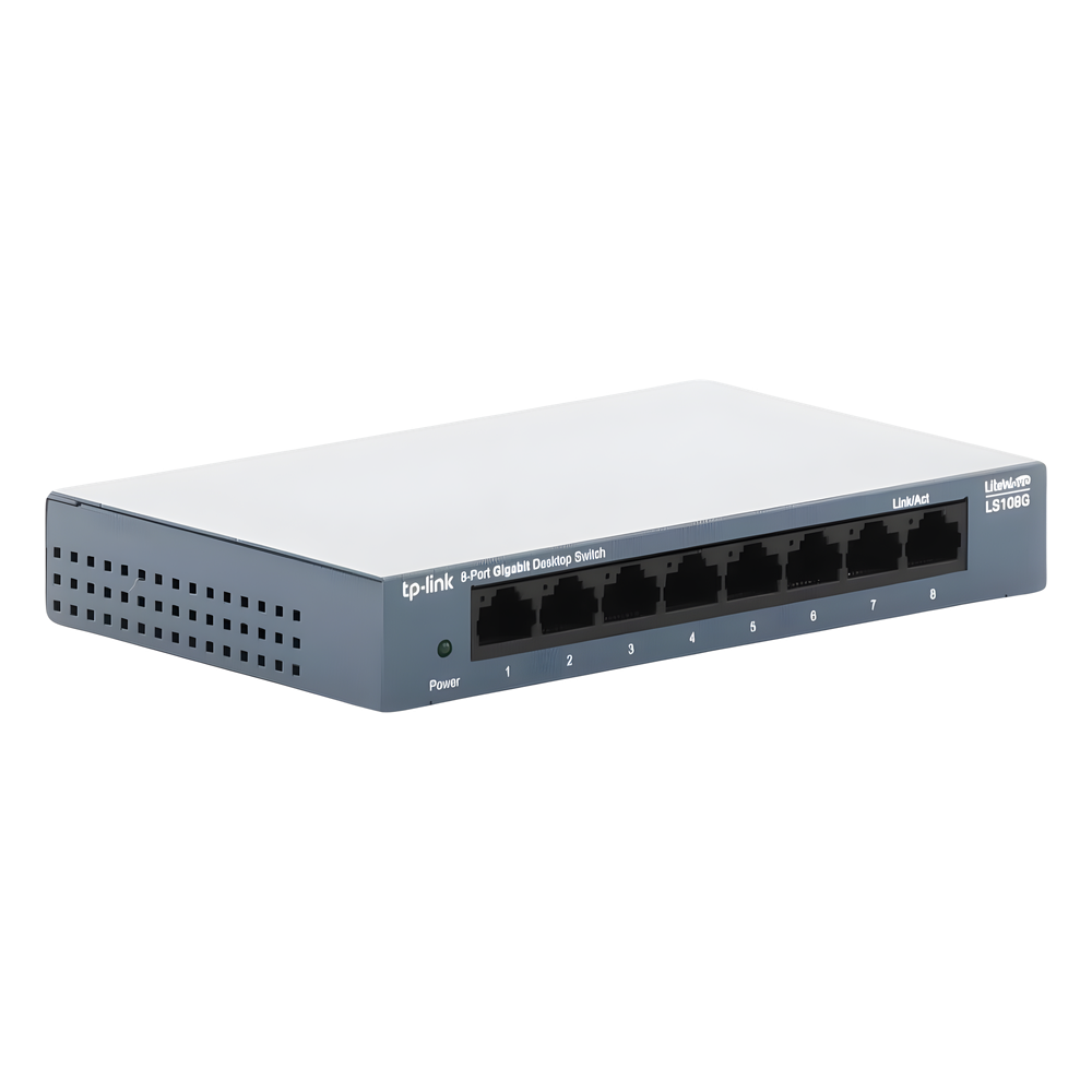 Switch de escritorio Gigabit de 8 puertos 10/100/1000Mbps, carcasa metálica