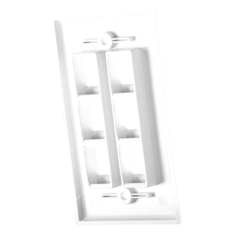 Placa de Pared de 6 Puertos, Keystone, Color Blanco