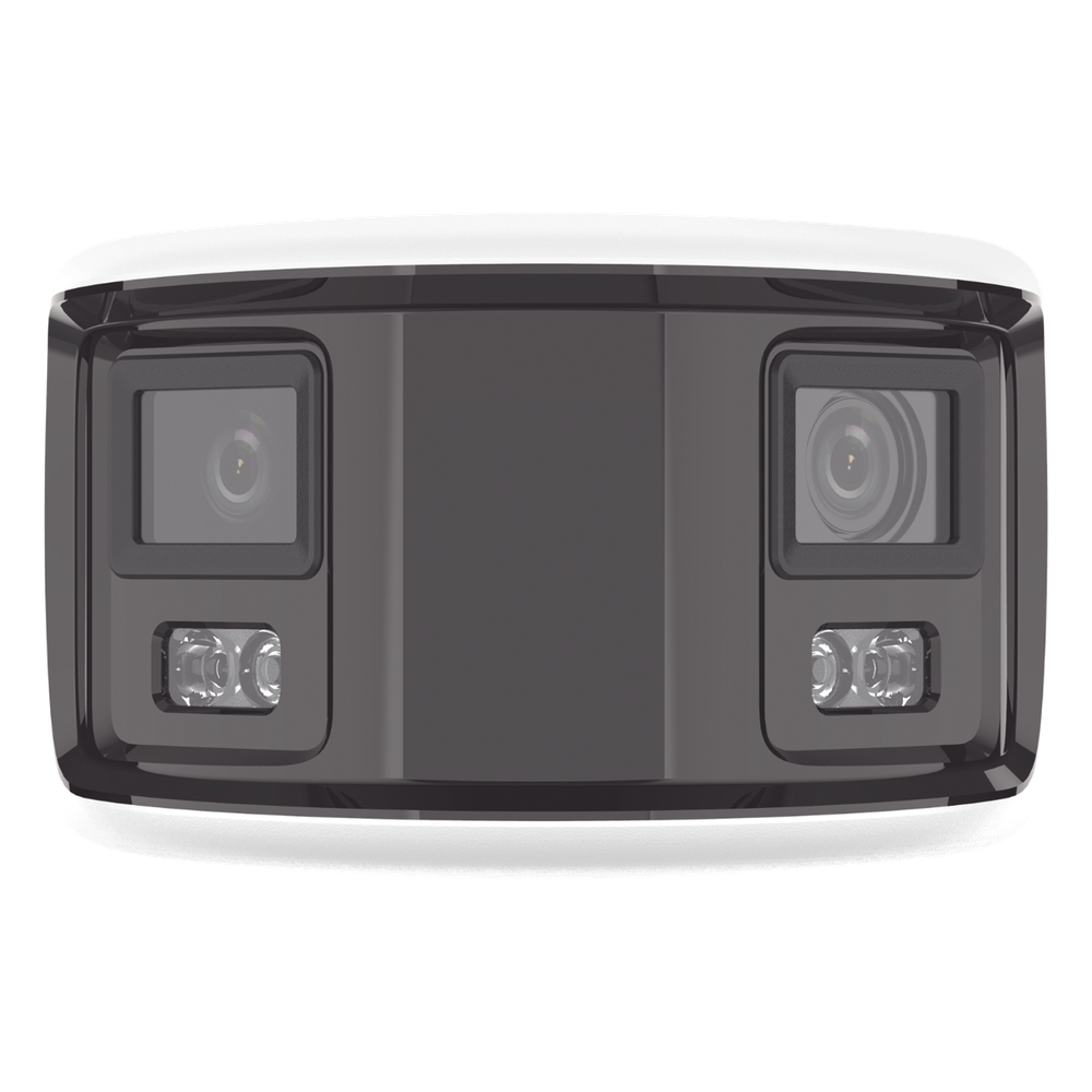 [FlexVu] [PROTECCIÓN ACTIVA] Bala IP Panorámica 8 Megapixel (4K) / 2 Lentes 4 mm (180°) / Imagen a Color 24/7 (ColorVu) / PoE / WDR 130° / IP67 / ACUSENSE / Luz Estroboscópica y Alarma Audible / 40 mts Luz Blanca / Micro SD