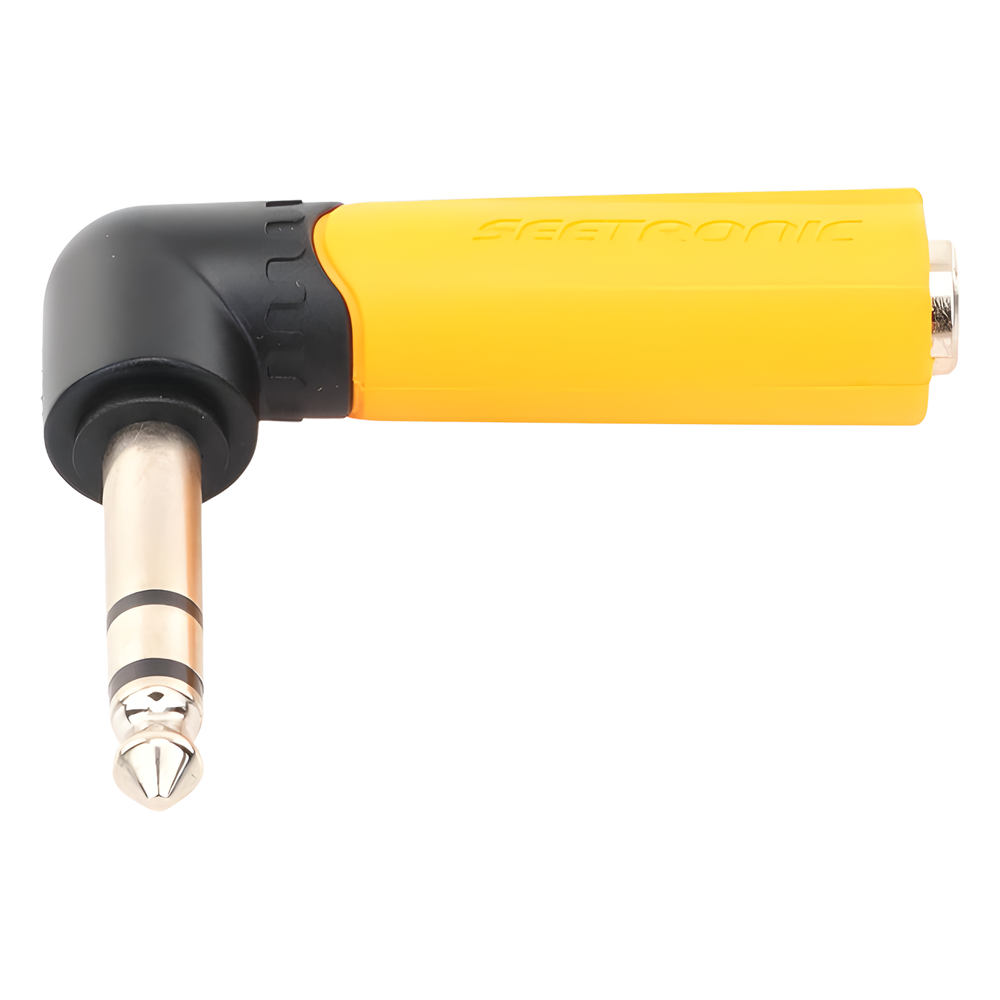 Conector Estéreo | 1/4in - 1/4in | Conector de angulo recto | Adaptador de Carcasa de Plastico