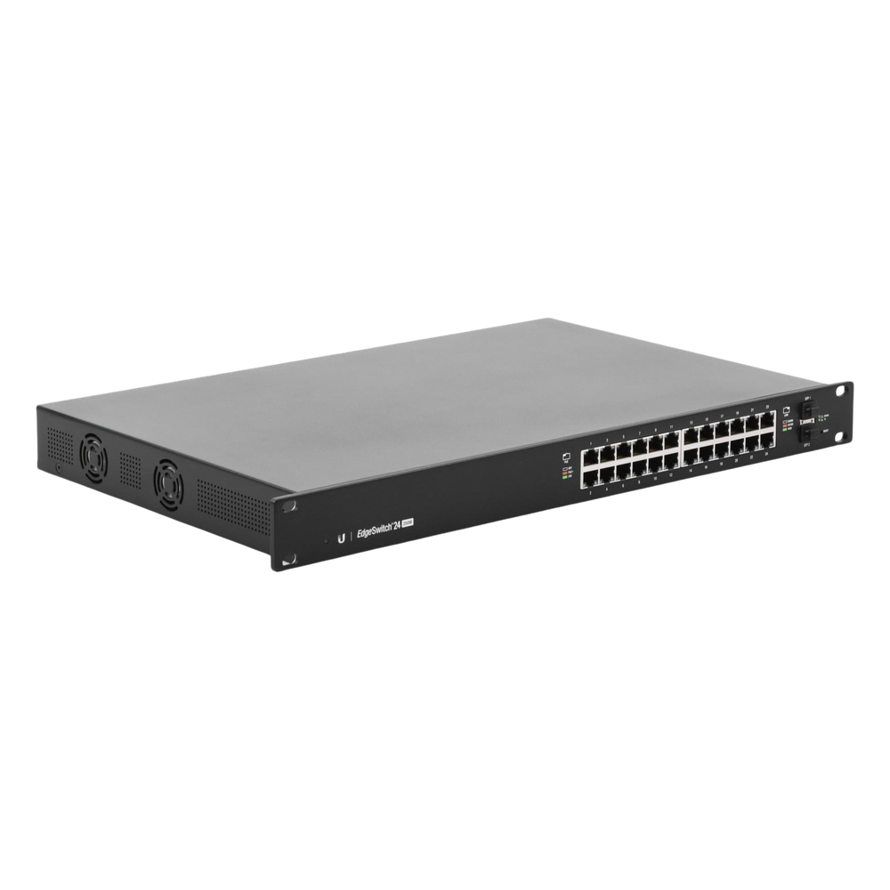 Switch EdgeMAX administrable de 24 puertos Gigabit con PoE+/PoE Pasivo 24V + 2 Puertos SFP, 250 W