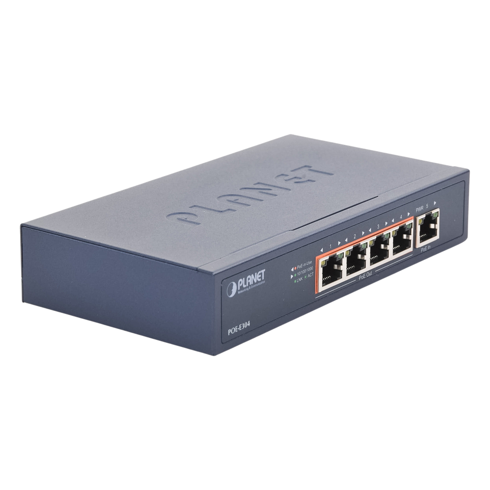Extensor Ultra PoE de 65 Watts Con 4 Puertos Gigabit de Salida 802.3 af/at