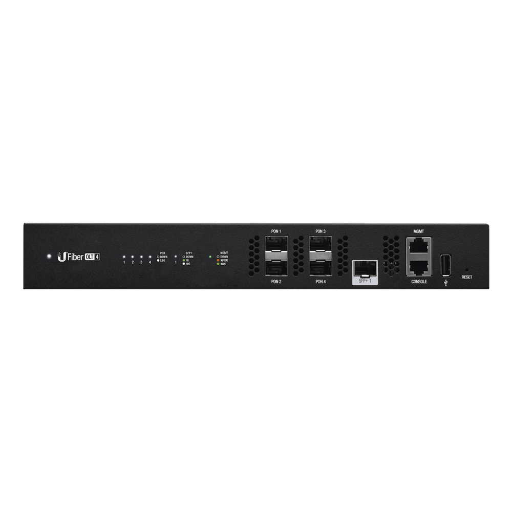 UFiber GPON OLT, Terminal de línea óptica hasta 512 ONUs concurrentes, con 4 puertos SFP GPON + 1 puertos SFP+ 10 G