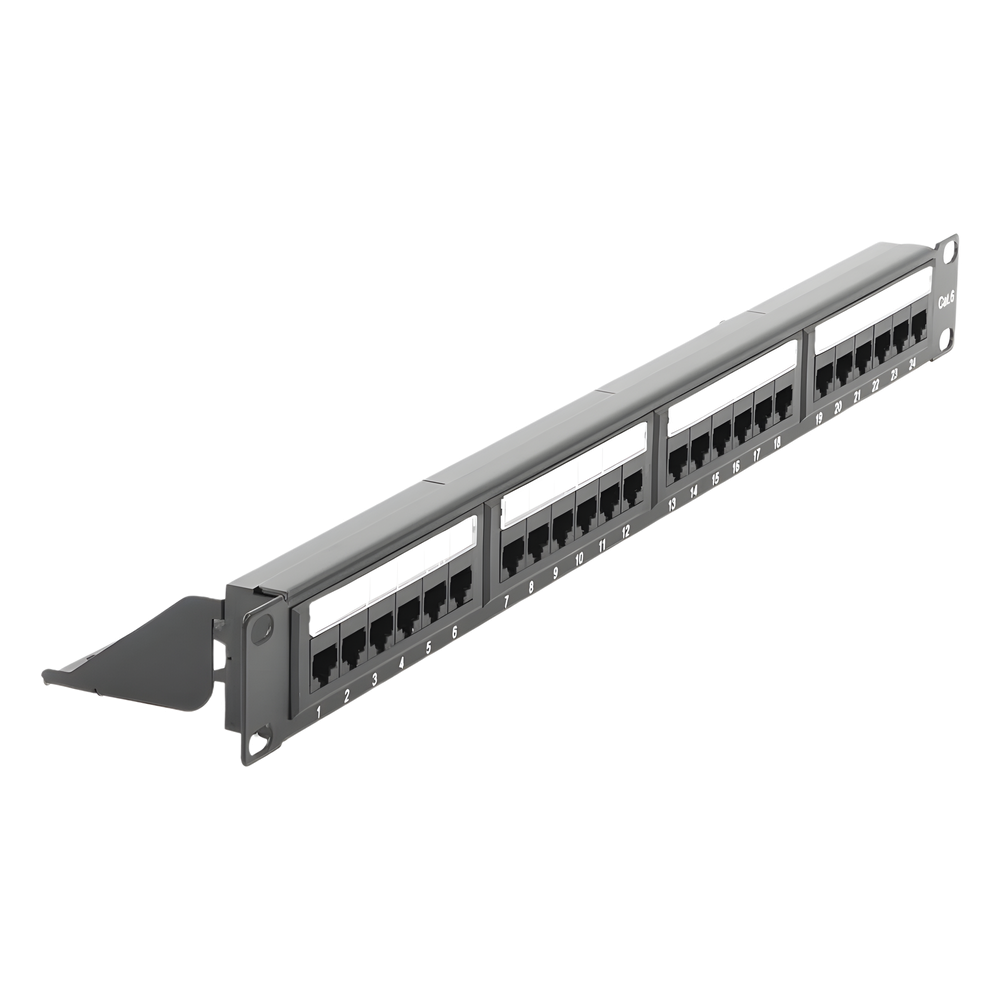 Panel de Parcheo de Impacto (110) UTP de 24 Puertos Cat6, 19 Pulgadas (48.26 cm), con Barra para Organizar Cable