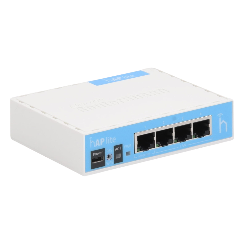 (hAP Lite) 4 Puertos Fast Ethernet y  Wi-Fi 2.4 GHz 802.11 b/g/n