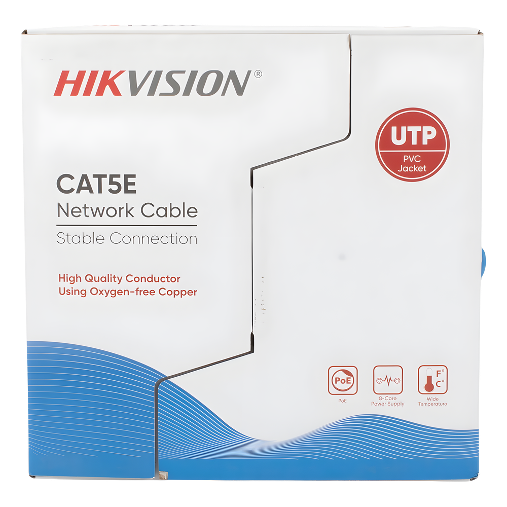 Bobina de Cable UTP 305 Metros (1000 Pies) / Cat5E (24 AWG) / Color Azul / PVC (CM) / Uso en Interior / 100% Cobre / Aplicaciones de CCTV y Redes de Datos
