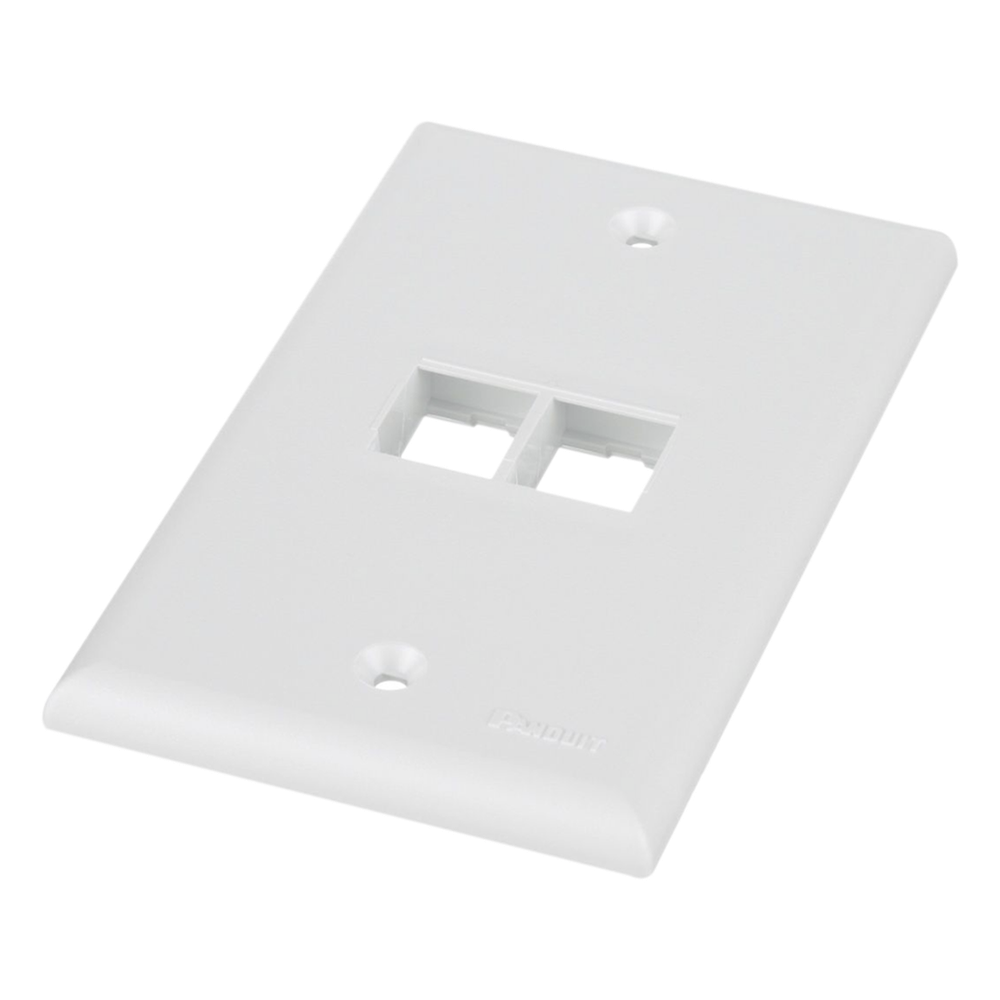 Placa de Pared Vertical, Salida Para 2 Puertos Keystone, Color Blanco