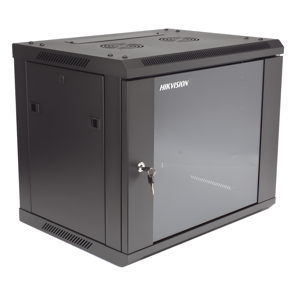 Gabinete para Montaje en Pared - Piso / Puerta de Cristal Templado / Cuerpo Fijo / 9 Unidades de Rack / 19" / Fabricado en Acero