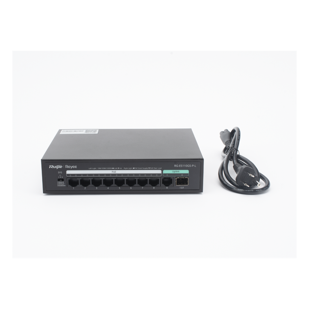 Switch PoE+ no Administrable, hasta 120 Watts, no administrable, 8 puertos PoE+, 2 Uplink Gigabit Ge / SFP