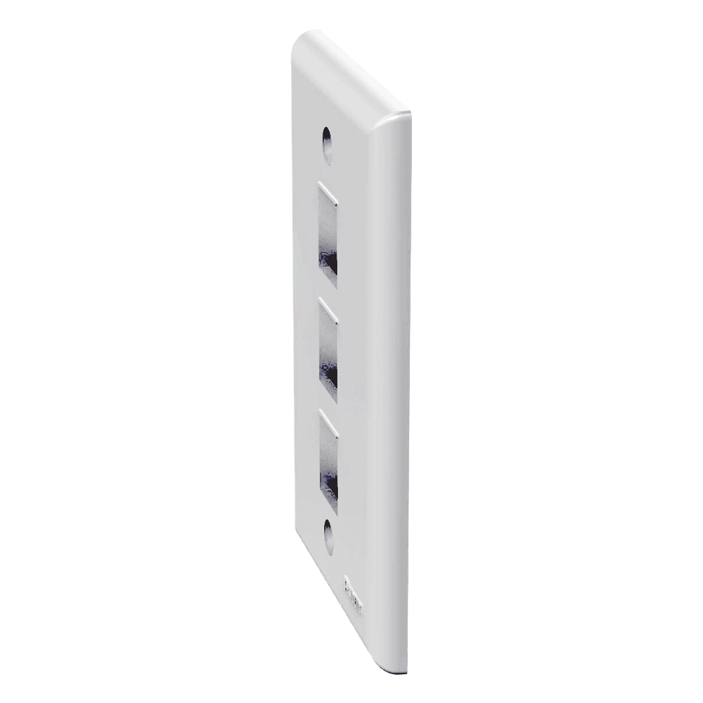 Placa de Pared Vertical, Salida Para 3 Puertos Keystone, Color Blanco