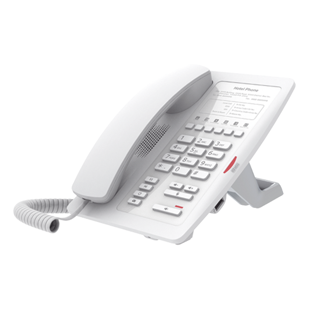 Teléfono IP para Hotelería, profesional con 6 teclas programables para servicio rápido (Hotline), plantilla personalizable con PoE