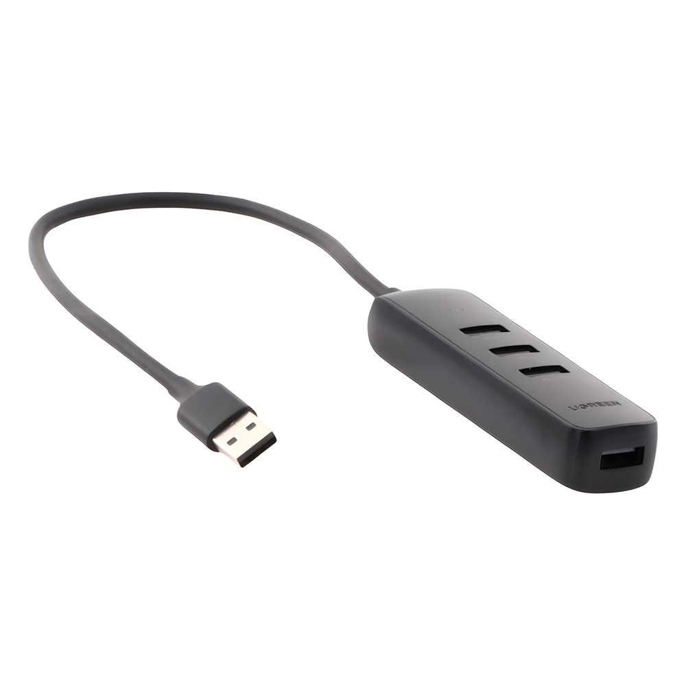 HUB USB-A 3.0 4 en 1 | 4 Puertos USB-A 3.0 (5Gbps) | Cable de 25 cm | Indicador Led | Ideal para Transferencia de Datos | Entrada USB-C para alimentar equipos de mayor consumo como discos duros | Color Negro.