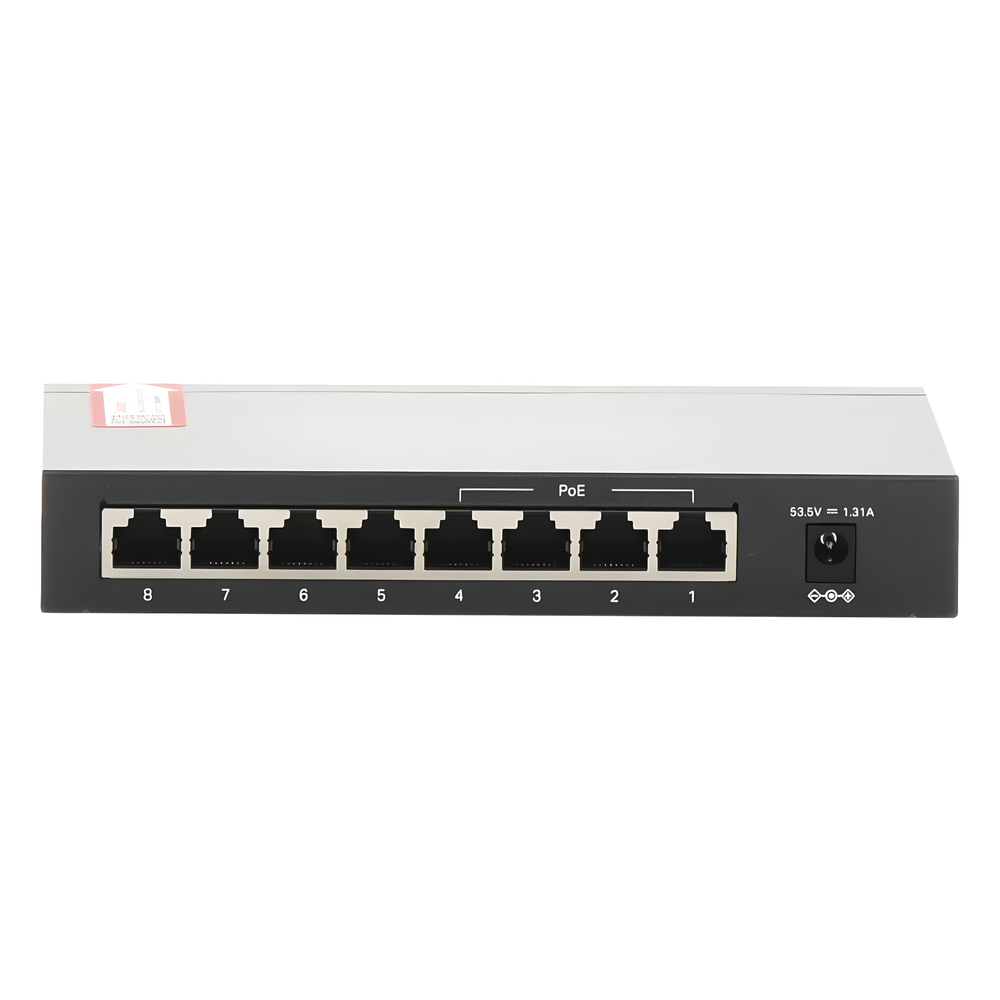 Switch PoE+ No Administrable / De Escritorio 8 puertos 10/100 Mbps / 4 puertos PoE af/at Inteligente / Presupuesto 66 W / Hasta 250 metros