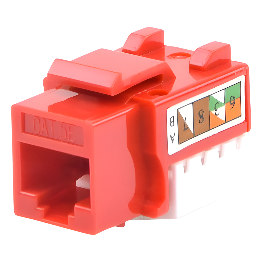 Módulo Jack Keystone Cat5e con Terminación 110 (Punchdown) para Faceplate - Color Rojo