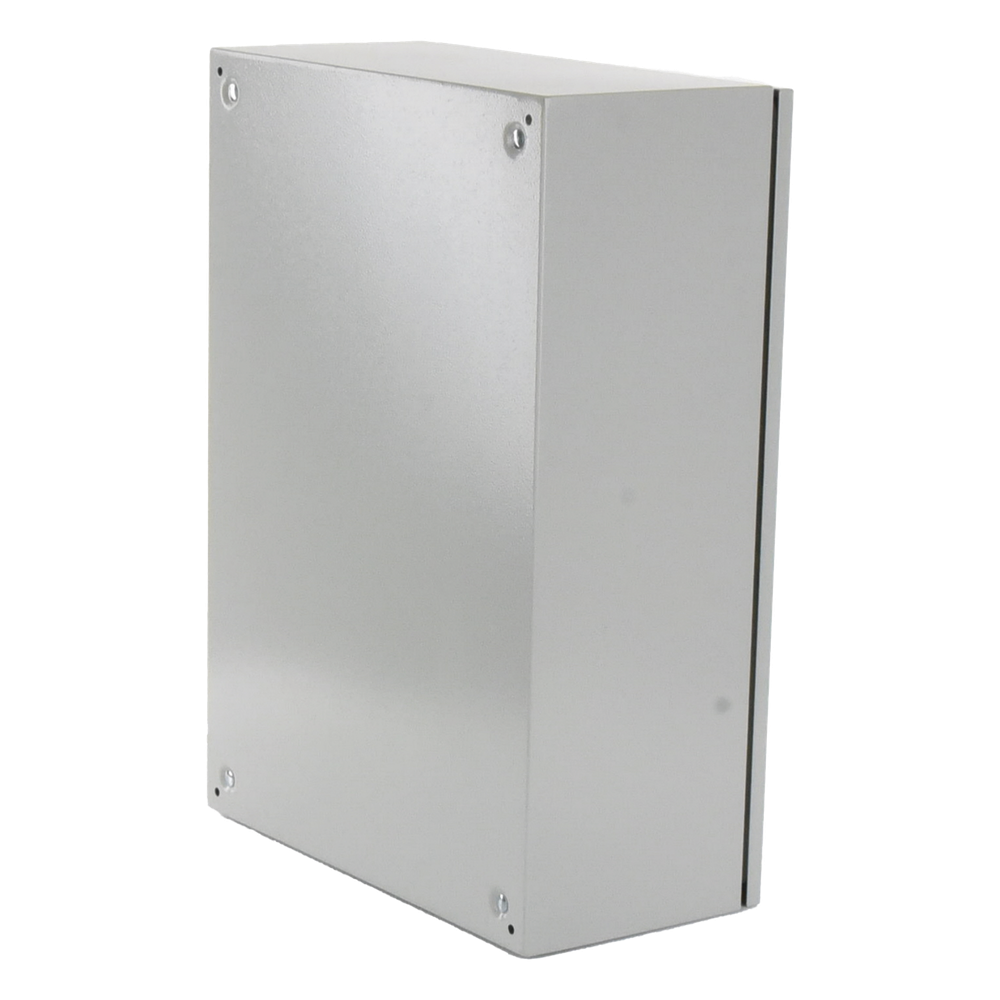 Gabinete Ventilado de Acero IP55 Uso en Exterior (500 x 700 x 250 mm) con Placa Trasera Interior Metálica y Compuerta Inferior Atornillable. Incluye Ventilador, Ventilas, filtros, Chapas y Llave T.