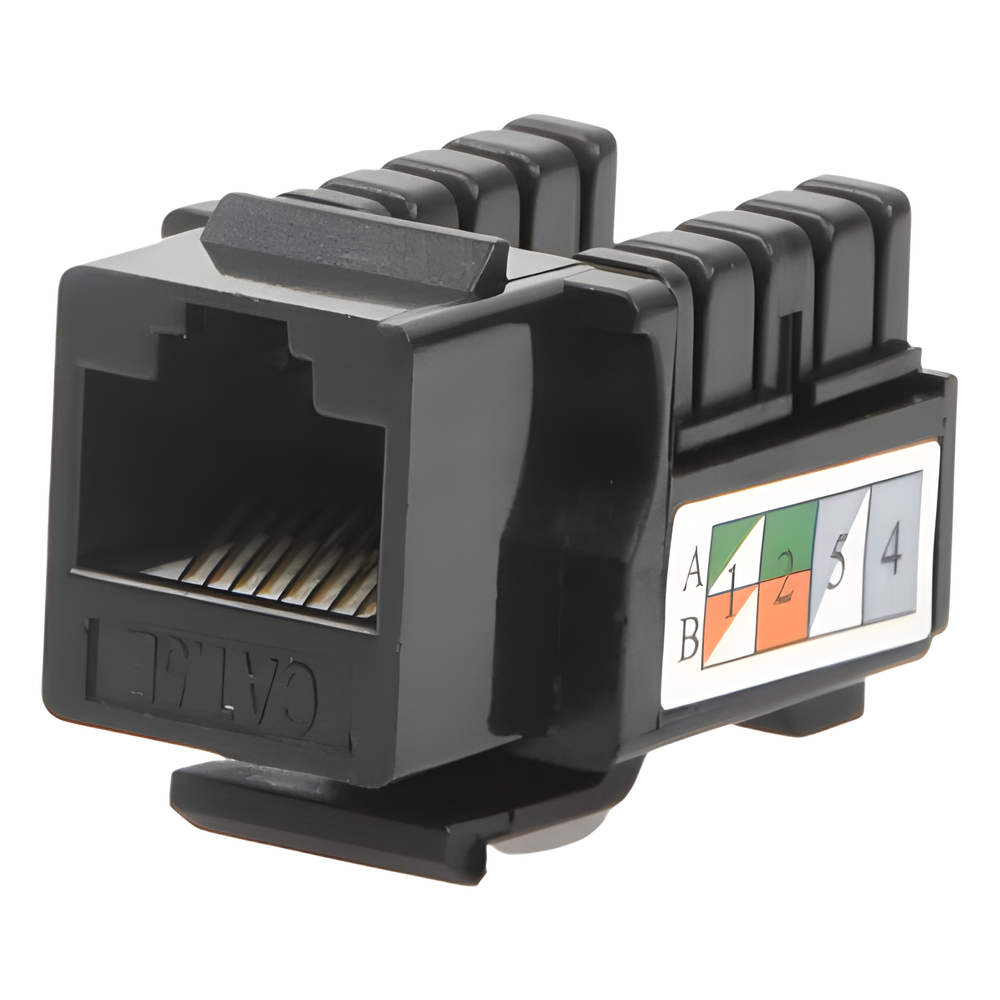 Módulo Jack Keystone Cat5e con Terminación 110 (Punchdown) para Faceplate - Color Negro