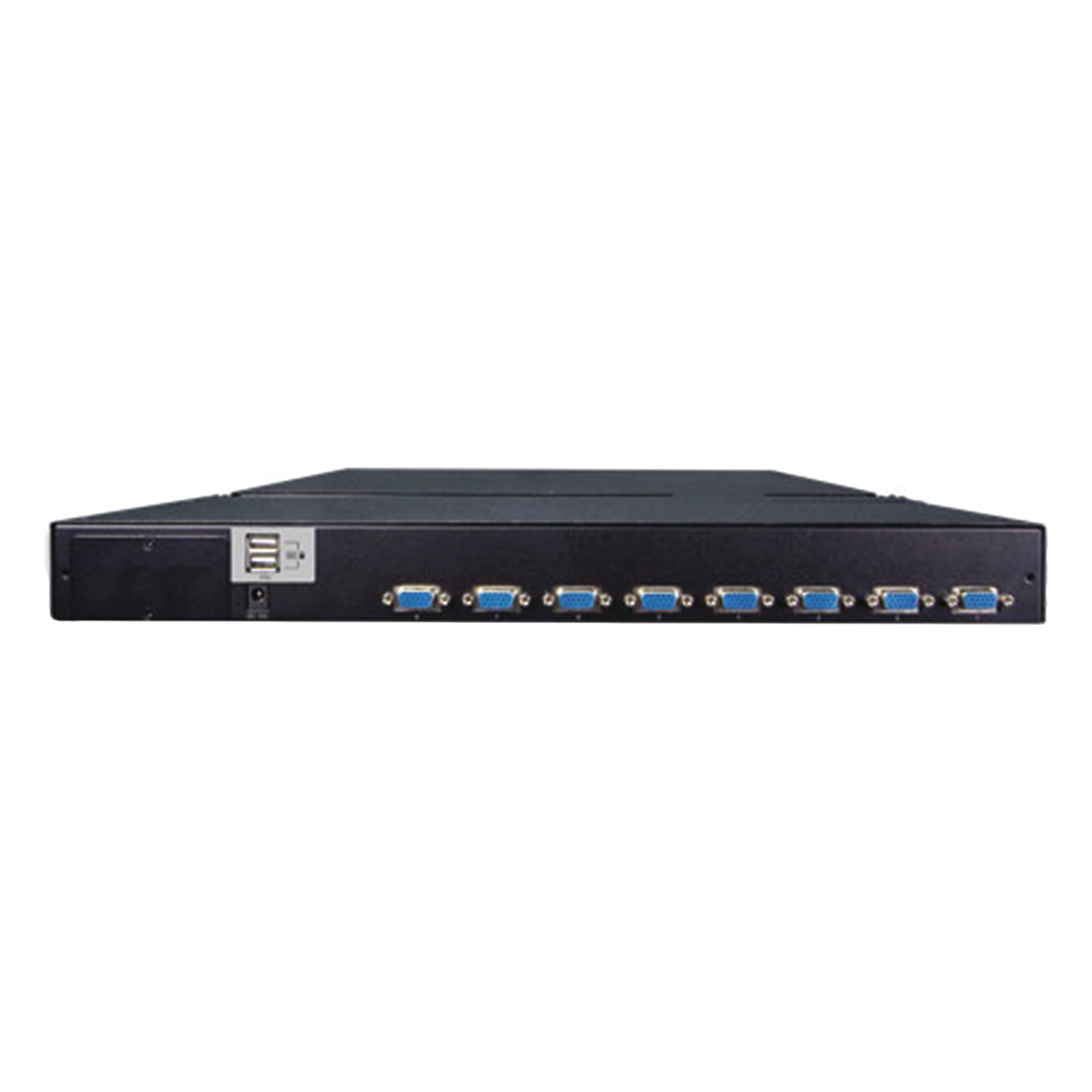 Switch KVM con Monitor de 17"con Teclado y Trackpad para Rack de 1U de Cuatro Postes, 8 Puertos VGA Para Acceder y Controlar Hasta 8 Computadoras Desde una Sola Consola