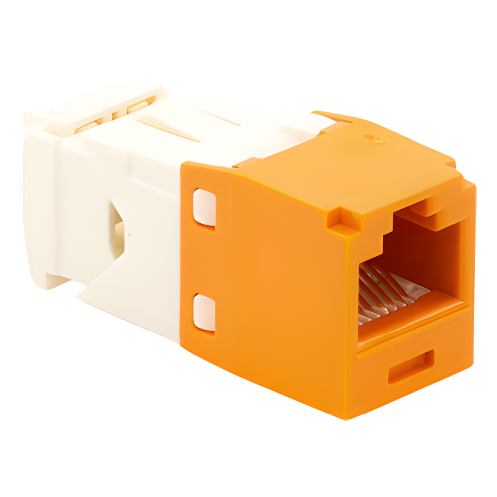Conector Jack RJ45 Estilo TG, Mini-Com, Categoría 6, de 8 Posiciones y 8 Cables, Color Naranja